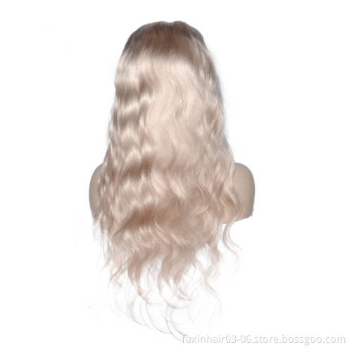Long Curly Human Full Lace Front 613 Virgin Hair Custom Wigs Blonde Brazilian Hair Swiss Lace Remy Hair Silky Straight Wave